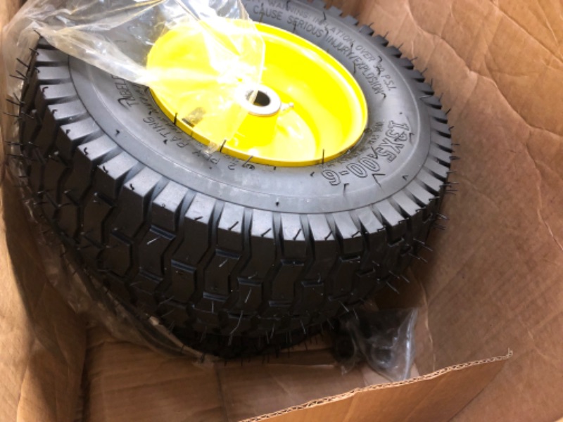 Photo 2 of (Set of 2) 16x6.50-8 Tires & Wheels 4 Ply for Lawn & Garden Mower Turf Tires .75" Bearing. (Because we supply a precision ball bearing the shaft must be clean and straight for them to fit properly)
