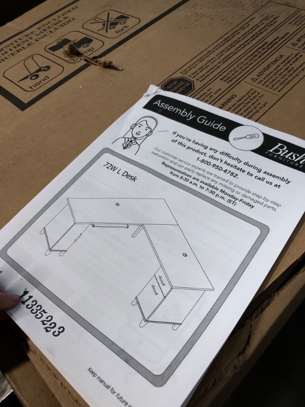 Photo 5 of **INCOMPLETE MISSING BOX 2 OF 2!! Bush Furniture Somerset L Shaped Desk with Storage, 72W, Storm Gray
