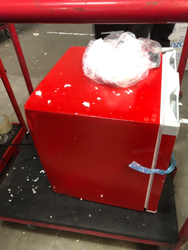 Photo 5 of **NOT FUNCTIONAL PARTS ONLY!! Red mini fridge with silver trim - 1.6 Cubic feet capacity
