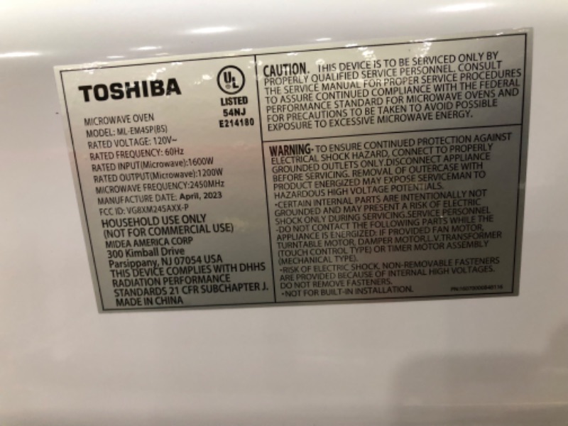 Photo 4 of *USED* TOSHIBA ML-EM45P(BS) Countertop Microwave Oven with Smart Sensor 