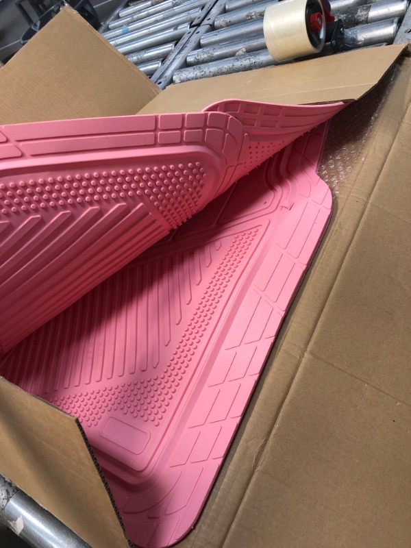 Photo 2 of CAR PASS Heavy Duty Rubber Floor Mats Pink 4-Piece Car Mat Set - Universal Waterproof Floor Mats for Car SUV Truck, Durable All-Weather Mats(All Pink)