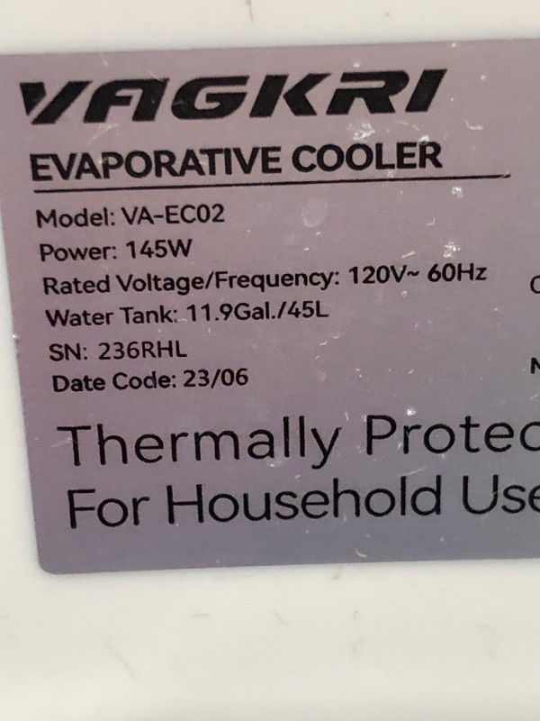 Photo 7 of Evaporative Cooler, VAGKRI 3000CFM Evaporative Air Cooler, 120°Oscillation Swamp Cooler with Remote Control, 24H Timer, 3 Wind Speeds for Outdoor Indoor Use,12 Gallon
