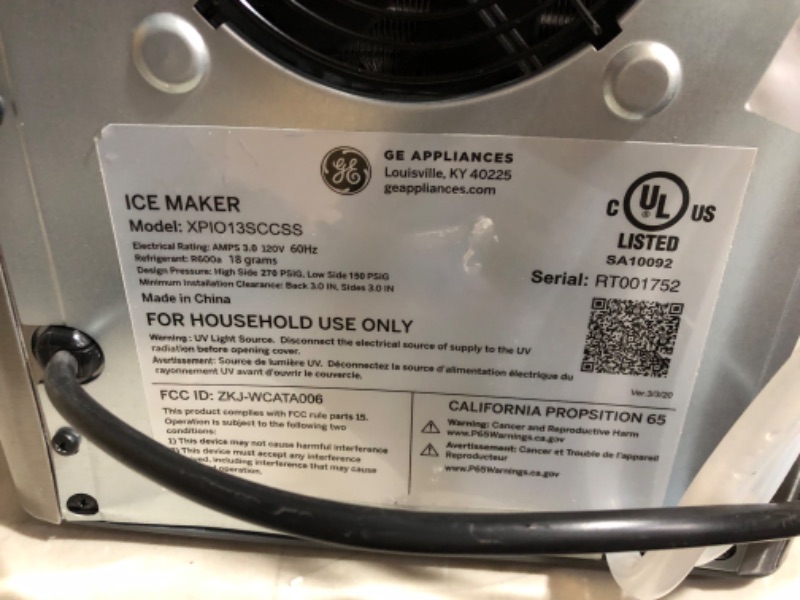 Photo 8 of **PARTS ONLY**
GE Profile Opal 2.0 | Countertop Nugget Ice Maker with Side Tank | Ice Machine with WiFi Connectivity | Smart Home Kitchen Essentials | Stainless Steel
