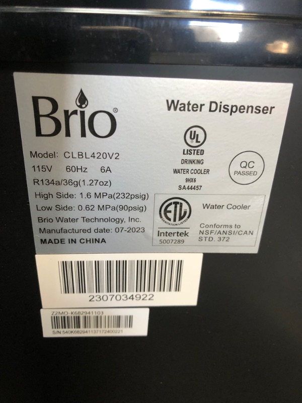 Photo 3 of Brio CLBL420V2 Bottom Loading Water Cooler Dispenser for 3 & 5 Gallon Bottles - 3 Temperatures with Hot, Room & Cold Spouts, Child Safety Lock, LED Display with Empty Bottle Alert, Stainless Steel