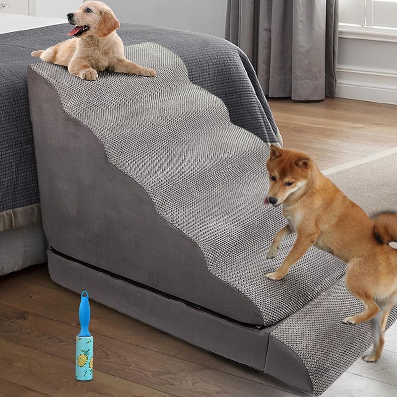 Photo 1 of 30 inch Height Pet Stairs for High Beds?LitaiL Extra Wide Foam 6 Tier Dog Steps&Stairs for High Beds 30-36 inches High Tall, Non-Slip Dog Pet Ramps for Small Dogs, Best for Older Dogs/Cats Injured
