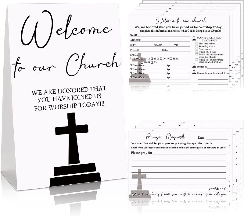 Photo 1 of 101 Pieces Church Visitor Cards 1 Welcome to Our Church Card and 100 Pieces 4 x 6 Inches Prayer Request Cards Church Connection Cards for Church Greeting Praying
