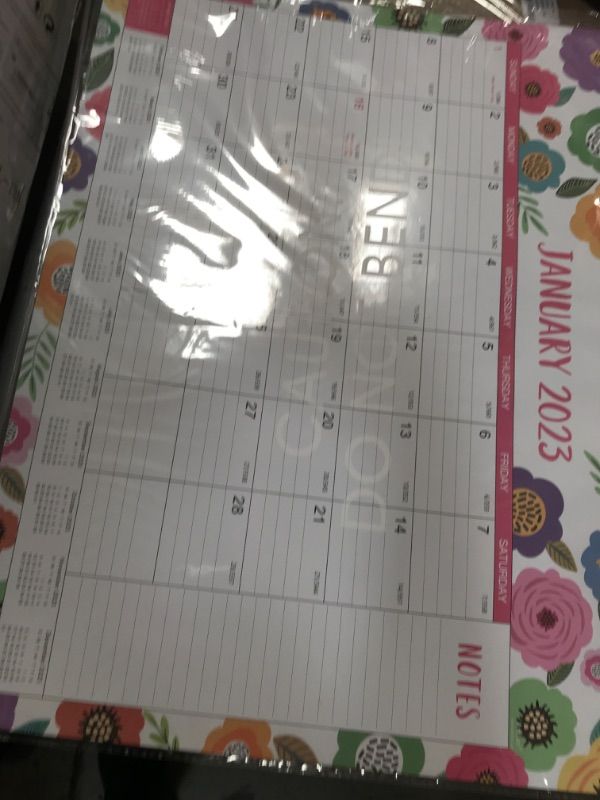 Photo 2 of Large Desk Calendar 2023 - 2023 Desk Calendar, 12 Monthly Large Desk/Wall Calendar 2-in-1, 22" x 17", JAN. 2023 - DEC.2023, Thick Paper with Corner Protectors, Large Ruled Blocks - Colorful Floral