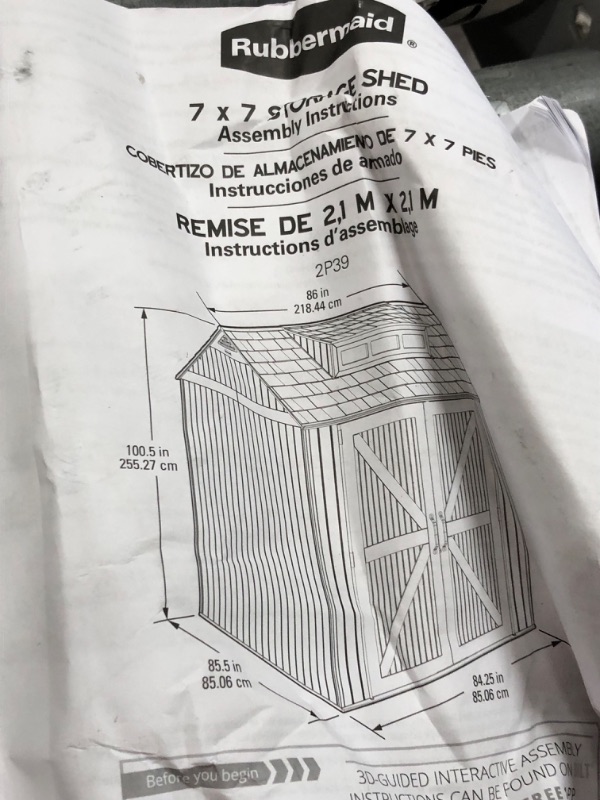 Photo 2 of ***Parts Only***Rubbermaid 7 x 7 storage shed