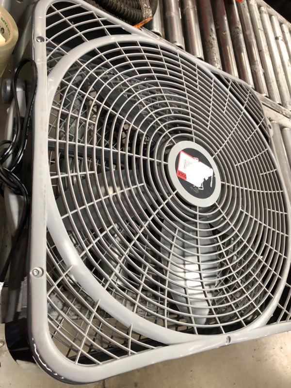 Photo 1 of 20 in. 3 Speeds Box Fan in Gray with Weather-Shield Design for Window Use, Energy Efficent, Carry Handle, Steel Body
