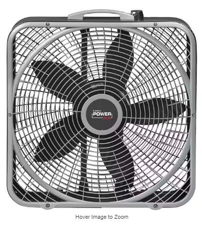 Photo 1 of 20 in. 3 Speeds Box Fan in Gray with Weather-Shield Design for Window Use, Energy Efficent, Carry Handle, Steel Body
