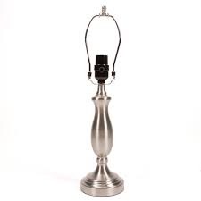 Photo 1 of allen + roth 13.25-in Brushed Nickel Plug-In Metal Lamp Base
