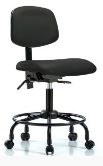 Photo 1 of Vinyl Desk Height Chair - Round Tube Base, Casters, Black Vinyl
