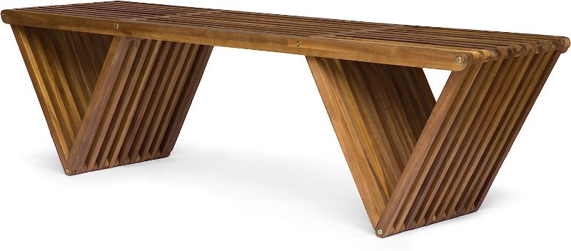 Photo 1 of Christopher Knight Home Esme Outdoor Acacia Wood Bench, Teak Finish
