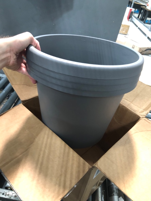 Photo 2 of 4 Pack of The HC Companies 14 Inch Round Prima Planter - Plastic Plant Pot with Rolled Rim for Indoor Outdoor Plants Flowers Herbs, Warm Gray Warm Gray 14"