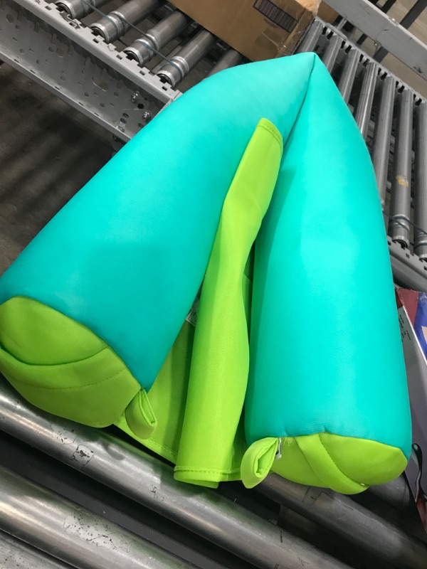 Photo 2 of Big Joe Noodle Sling No Inflation Needed Pool Seat with Armrests, Aqua/Green Double Sided Mesh, 3ft Aqua Lime Noodle Sling