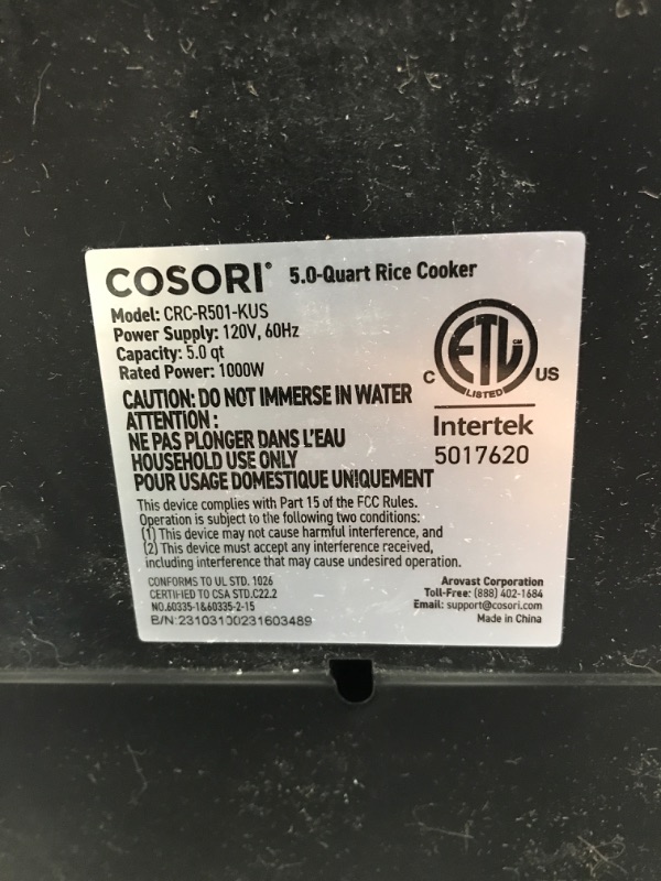 Photo 3 of COSORI Rice Cooker Maker 18 Functions, Stainless Steel Steamer, Warmer, Slow Cooker, Sauté, Timer, Japanese Style Fuzzy Logic Technology, 50 Recipes, Olla Arrocera Electrica, 1000W, 10 cup Uncooked