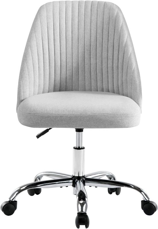 Photo 1 of Home Office Chair, Mid-Back Armless Twill Fabric Adjustable Swivel Task Chair for Small Space, Living Room, Make-up, Studying
