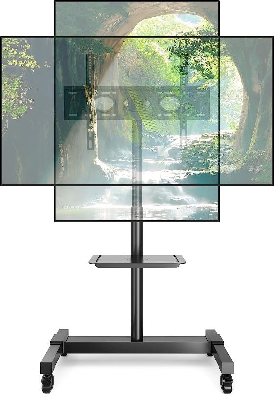 Photo 1 of 5Rcom Large Rolling TV Cart Portable Stand for 32-75 Inch Flat Screens with Wheels and Tilt Mount, Portrait or Landscape Mobile TV Cart, Height Adjustable Floor TV Stand with Laptop Shelf
