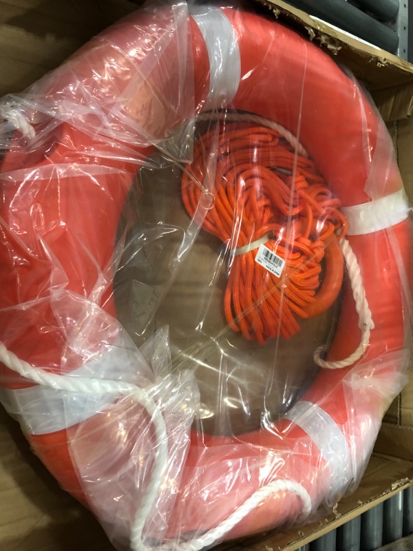 Photo 2 of 23"/28” Life Ring, Life Preserver Ring with 98.4FT Water Floating Lifesaving Rope,Boat Safety Throw Rings with Reflective Tape,(Orange-1 Pack) - 2 Size 28inch