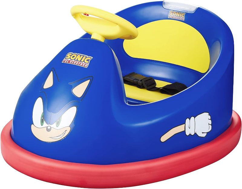 Photo 1 of Sakar Sonic The Hedgehog Bumper Car for Kids, 2 Speed Electric Vehicle, Toddler Bumper Car with Remote Control and 360 Degree Turning, 12V 20W Motor, LED Lights, Gifts for Toddlers, Large
