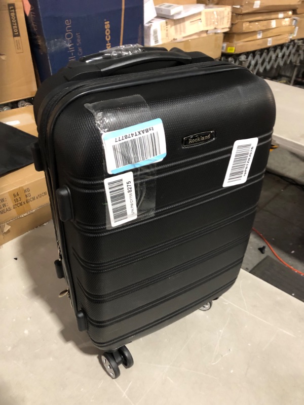 Photo 2 of ***USED AND SCUFFED - INTERIOR LINER TORN - SEE PICTURES***
Rockland Melbourne Hardside Expandable Spinner Wheel Luggage, Black, Carry-On 20-Inch