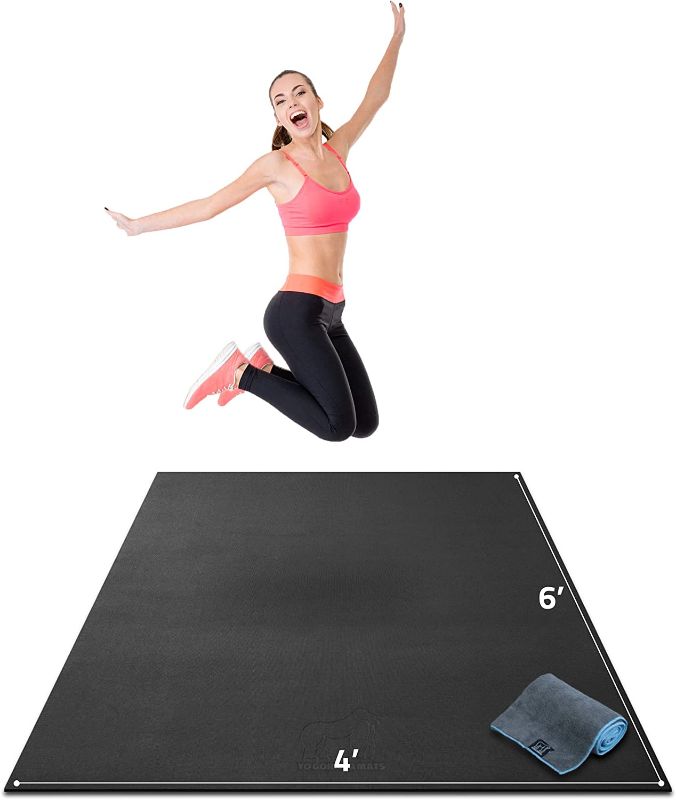 Photo 1 of *STOCK PHOTO JUST FOR REFERENCE** Gorilla Mats Premium Large Exercise Mat – 6' x 4' x 1/4" Ultra Durable, Non-Slip, Workout Mat for Instant Home Gym Flooring – Works Great on Any Floor Type or Carpet – Use With or Without Shoes BLACK + BLUE 
