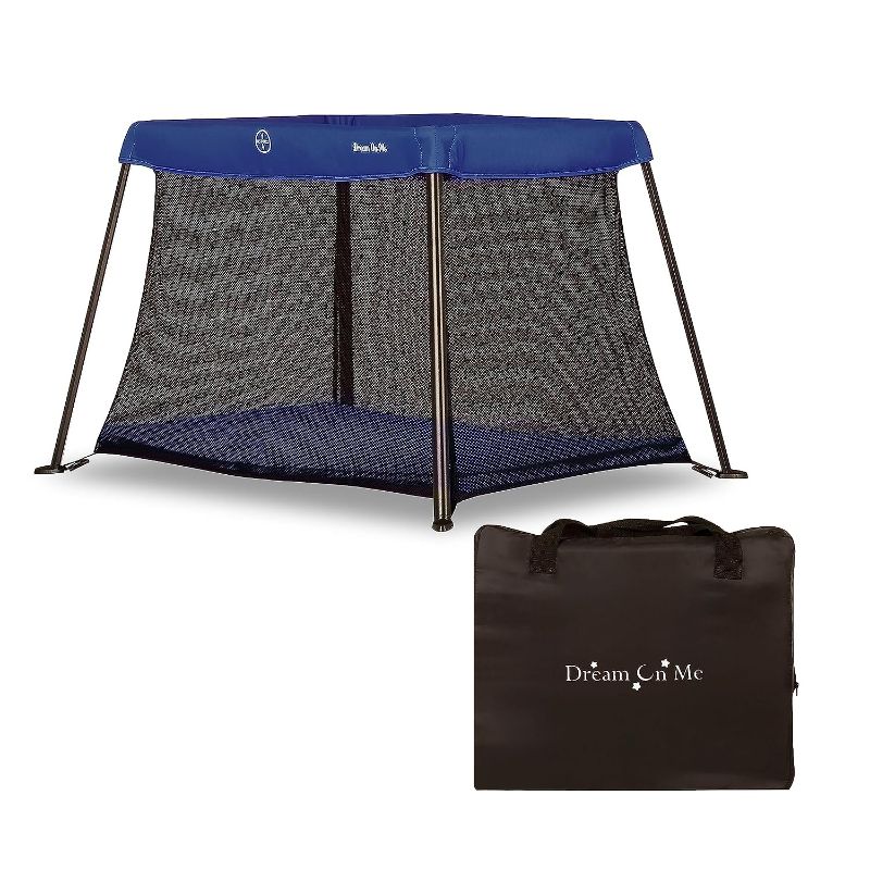 Photo 1 of *COLOR MAY VARY** DAMAGE SLITS**  Dream On Me Travel Light Playard In Black, Lightweight, Portable And Easy To Carry Baby Playard, Indoor And Outdoor - With A Soft And Comfortable Mattress Pad Black Playard