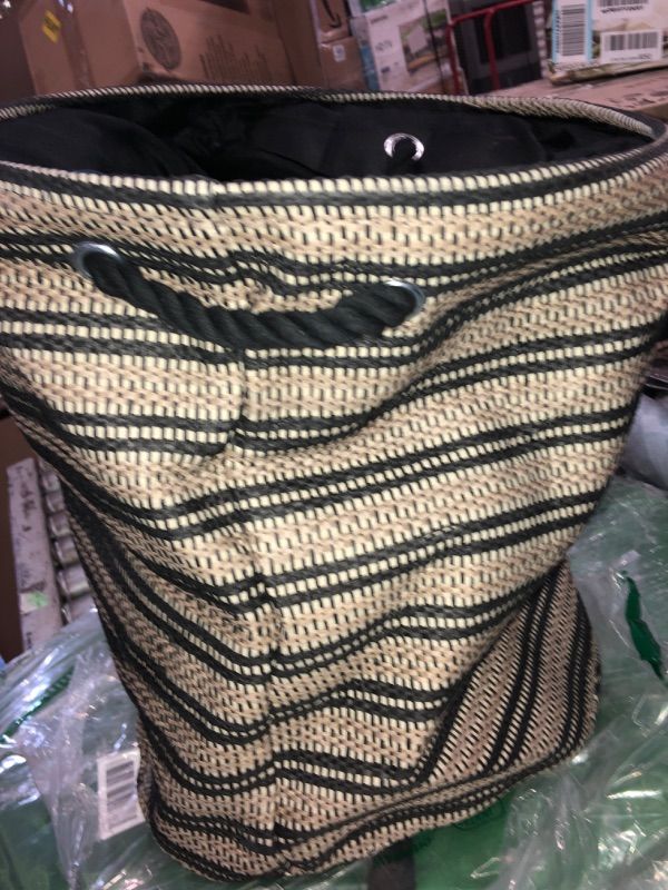 Photo 2 of *COLOR MAY VARY** DII® Large Black & Stone Striped Weave Round Paper Storage Basket
