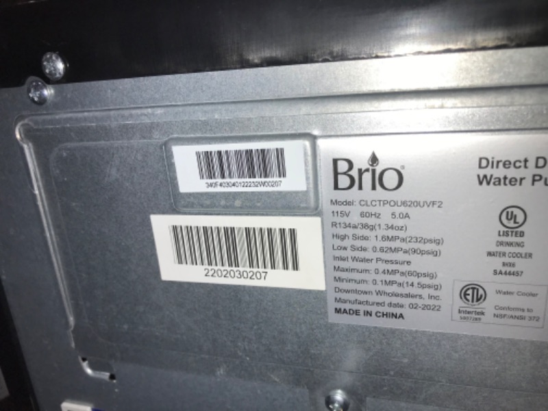 Photo 3 of *MISSING ITEMS** *UNABLE TO FULLY TEST BUT POWERS ON** Brio Self-Cleaning Countertop Bottleless Water Cooler Dispenser - with 2-Stage Water Filter and Installation Kit, Tri Temp Dispense, UV Cleaning - Black