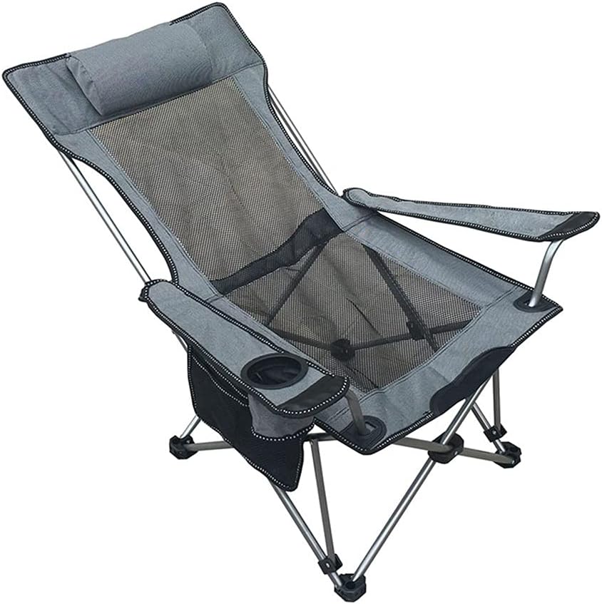 Photo 1 of *BAG RIPPED** Lounge Chair 2 in 1 Camping Chair with Footrest Recliner Beach Travel Lawn Folding Chaise Lounge Chair with Cup Holder Pillow and Side Storage Bag for Outdoor BBQ Picnic (Color : Style1)
