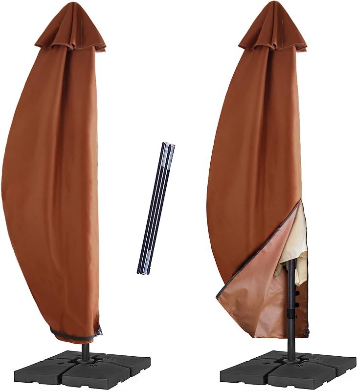 Photo 1 of  Umbrella Cover Outdoor Patio Waterproof Offset Banana Umbrella Cover Up to 13 Feet Outdoor Umbrella, Brown