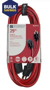 Photo 1 of 25-ft 14 / 3-Prong Outdoor Sjtw Medium Duty General Extension Cord
