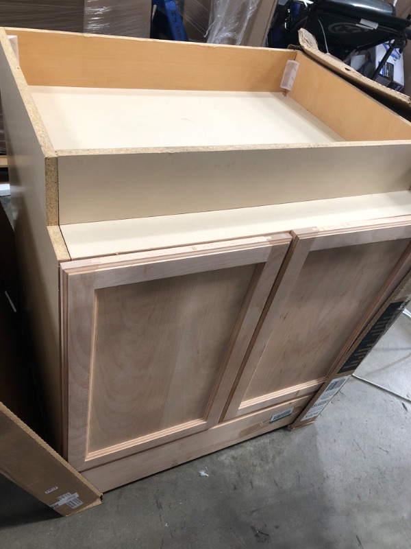 Photo 2 of *COLOR LIGHT WOOD** Easthaven Shaker Assembled 30x34.5x24 in. Frameless Sink Base Cabinet with False Drawer Front in Unfinished Beech