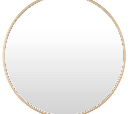 Photo 1 of 16 in. W x 16 in. H Modern Small Round Aluminum Framed Wall Mounted Bathroom Vanity Mirror in Gold
