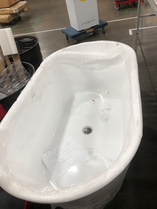 Photo 4 of **DAMAGED*- 54 in. Fiberglass Double Ended Flatbottom Non-Whirlpool Bathtub in Glossy White
