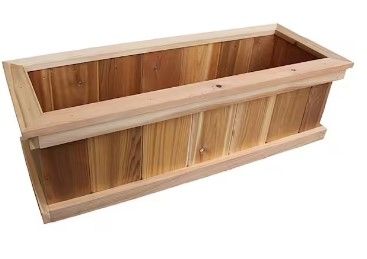 Photo 1 of 36 in. Cascades Rectangular Cedar Wood Planter
