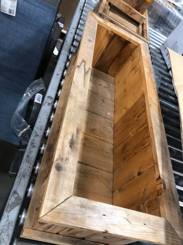 Photo 1 of 36 in. Cascades Rectangular Cedar Wood Planter
