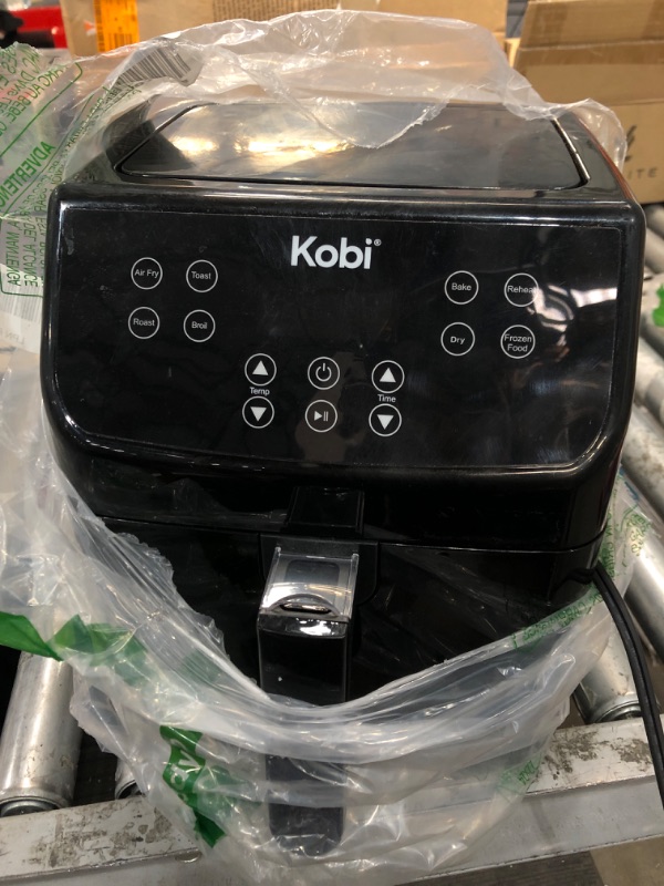 Photo 2 of **DID NOT POWER ON FOR PARTS *- Kobi Air Fryer, XL 5.8 Quart,1700-Watt Electric Hot Air Fryers Oven & Oilless Cooker, LED Display, 8 Preset Programs, Shake Reminder, for Roasting, Nonstick Basket, ETL Listed (100 Recipes Book Included) (Black)