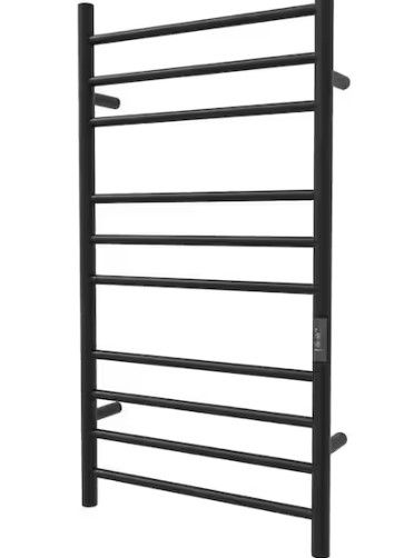 Photo 1 of 10-Bars Stainless Steel Wall Mounted Electric Towel Warmer Rack in Matte Black
