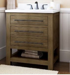 Photo 1 of allen + roth Kennilton 30-in Gray Oak Undermount Single Sink Bathroom Vanity with White Carrera Engineered Stone Top