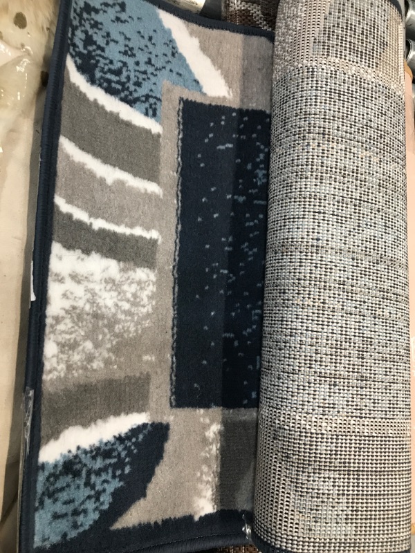 Photo 1 of 1'9" x 6' blue/grey/white runner rug 