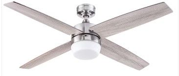 Photo 1 of [FOR PARTS, READ NOTES]
Harbor Breeze Boltz II 52-in Brushed Nickel Color-changing Indoor Downrod or Flush Mount Ceiling Fan with Light Remote (4-Blade)