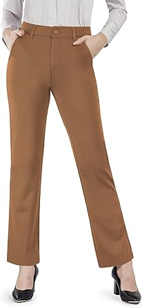 Photo 2 of Bamans Work Pants for Women Yoga Dress Pants Straight Leg Stretch Work Pant with Pockets