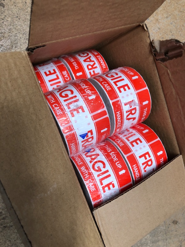 Photo 2 of 10 Rolls/5000 Labels,Handle with Care Fragile Thank You, Red Warning Shipping Label Stickers (2" x 3")
