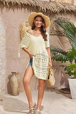 Photo 1 of Chang Yun Swimsuit Coverup for Women Bathing Suit Cover Ups for Swimwear Women Bikini Beach Crochet Oversized Tops
