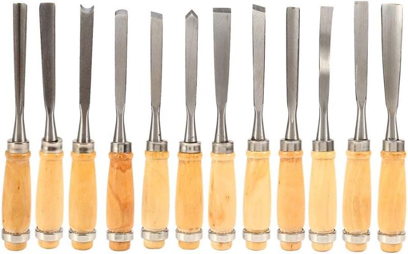 Photo 1 of Alikeke Professional 12 Piece Wood Carving Chisel Set 8" Sharp Hand Woodworking DIY Tools Knife Cutter Great for Beginners Multi-Shape
