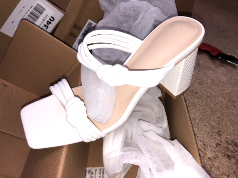 Photo 1 of Coutgo  White Womens Square Open Toed Heel Sandals Size 9