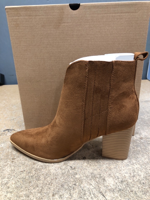 Photo 2 of Imily Bela Womens Ankle Boots Pointed Toe Chunky Stacked Mid Heeled Faux Suede Leather Booties SIZE 8 1/2
