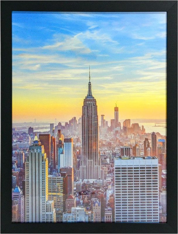 Photo 1 of 14.25x19.5 Black Modern Picture or Puzzle Frame, 1 inch Wide Border, Smooth Wrap Finish, Acrylic Face
