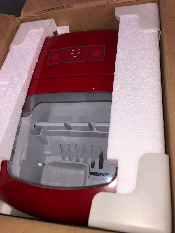 Photo 2 of **FOR PARTS OR REPAIR**SEE NOTES**
Galanz Portable Countertop Electric Ice Maker Machine, 26 lbs in 24 Hours, 9 Bullet Shaped Cubes Ready in 9 Minutes, 2 Ice Sizes, Perfect for Parties & Home Bar, 2.1 L, Retro Red